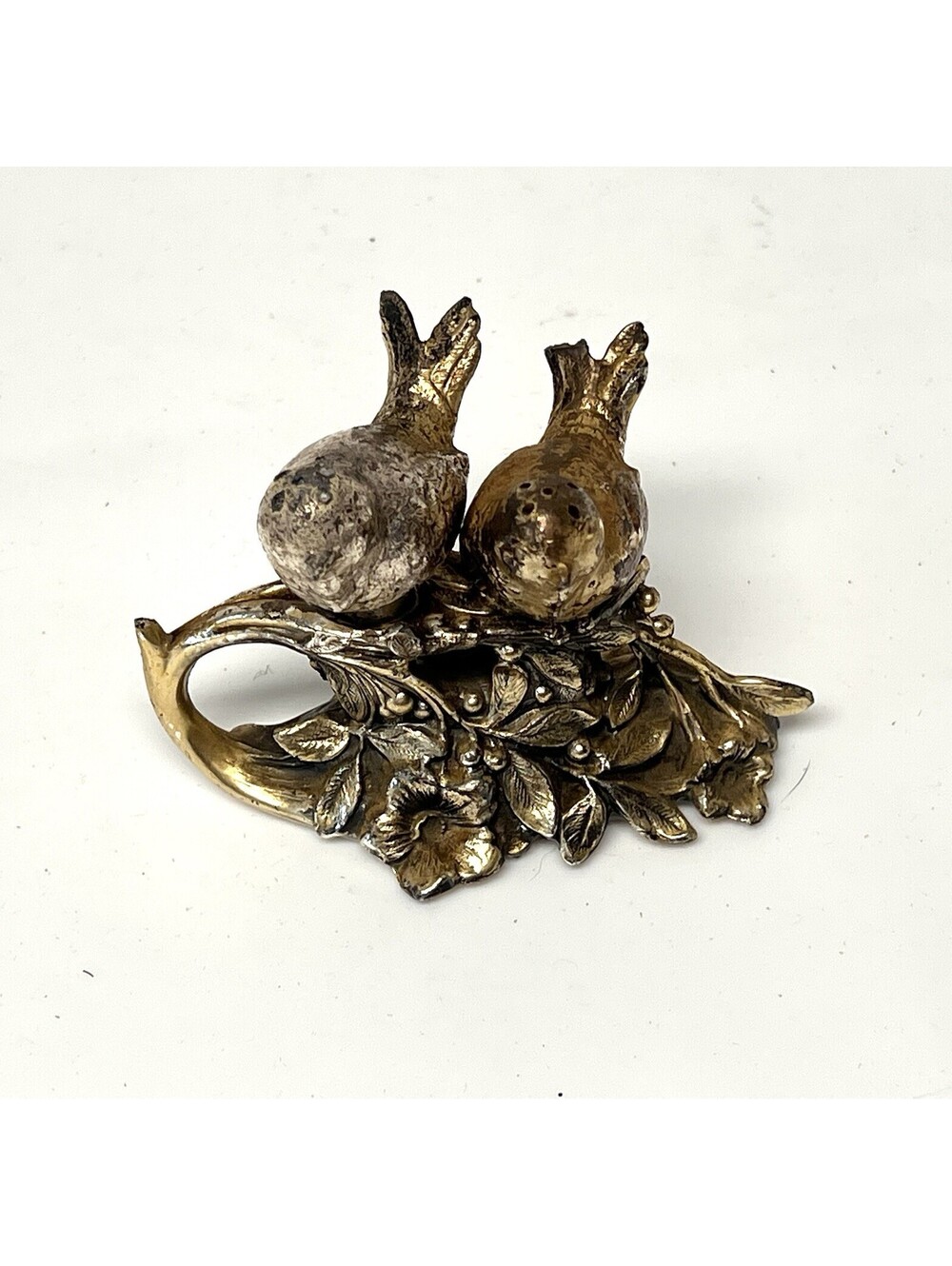 Antique Love Birds Salt Pepper Weidlich Bros 121 Silver Plated Figurine
